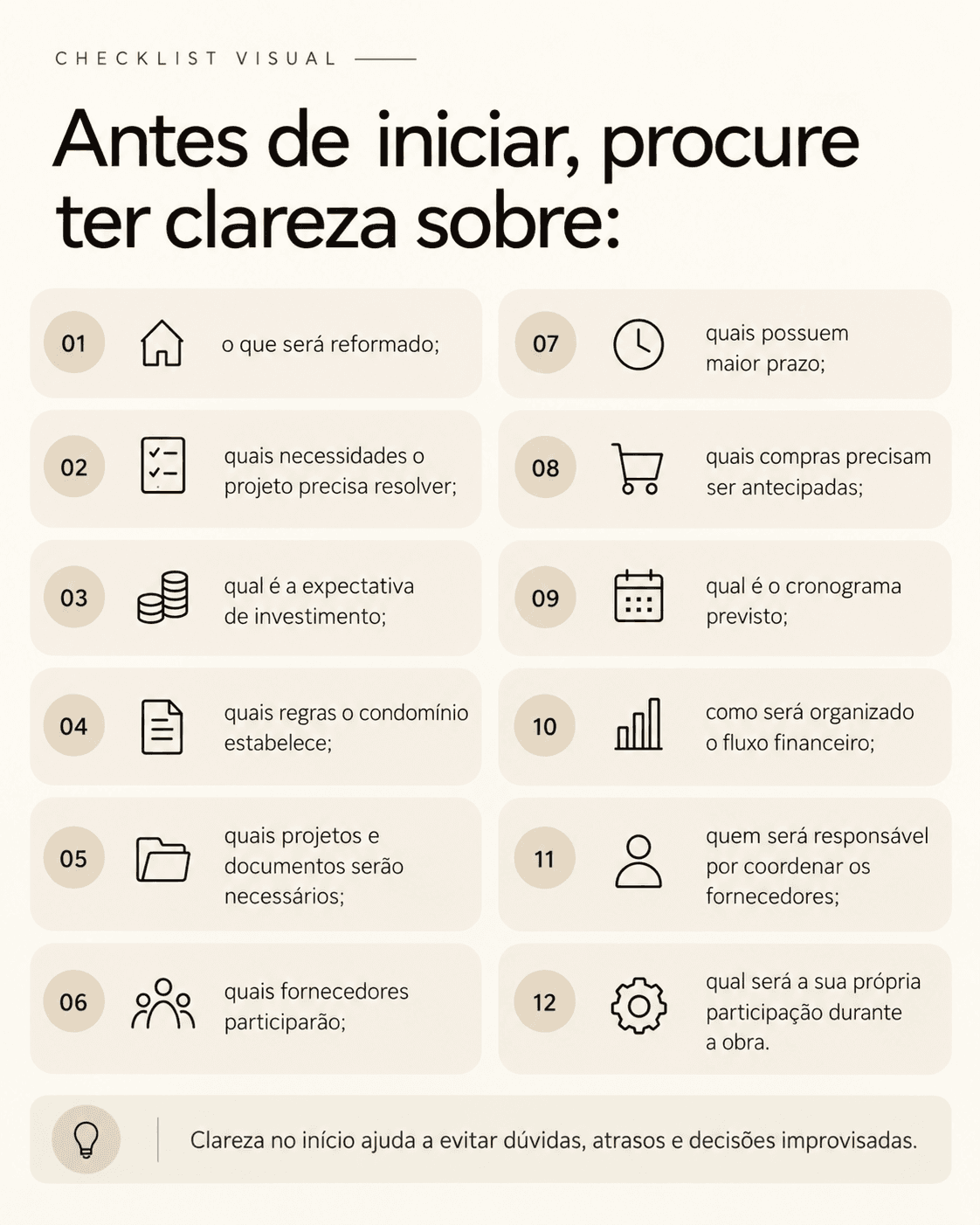 Checklist para uma Reforma Organizada