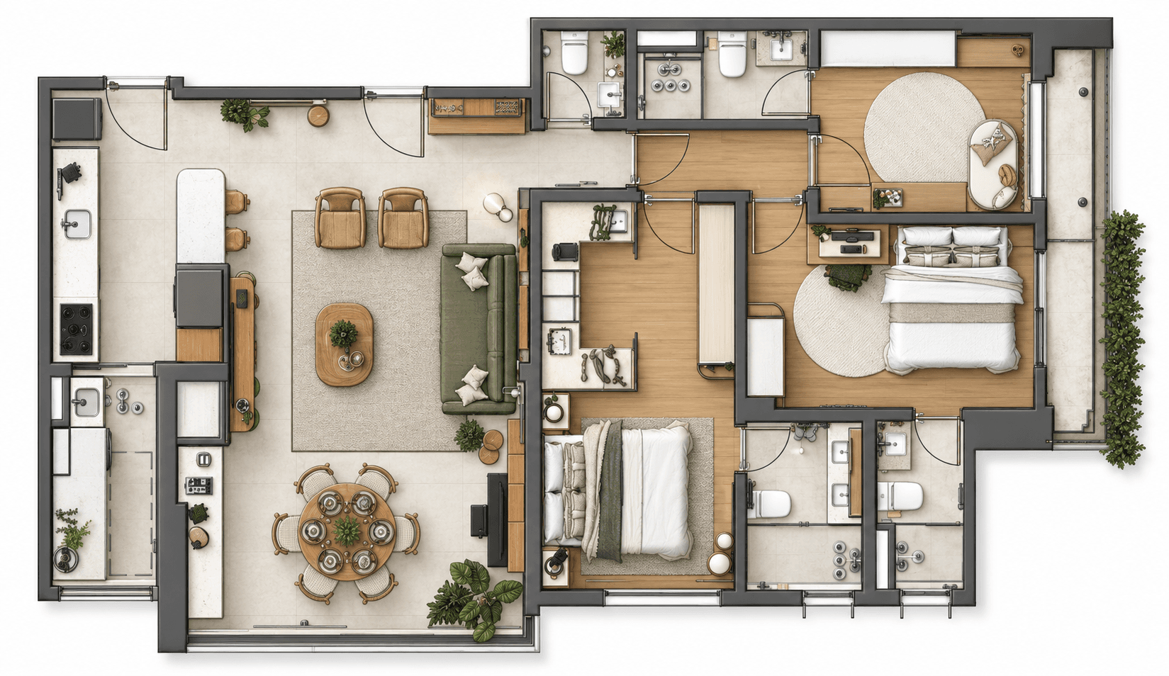 Diferença entre planta entregue pela construtora e a planta para um projeto da Studio Side